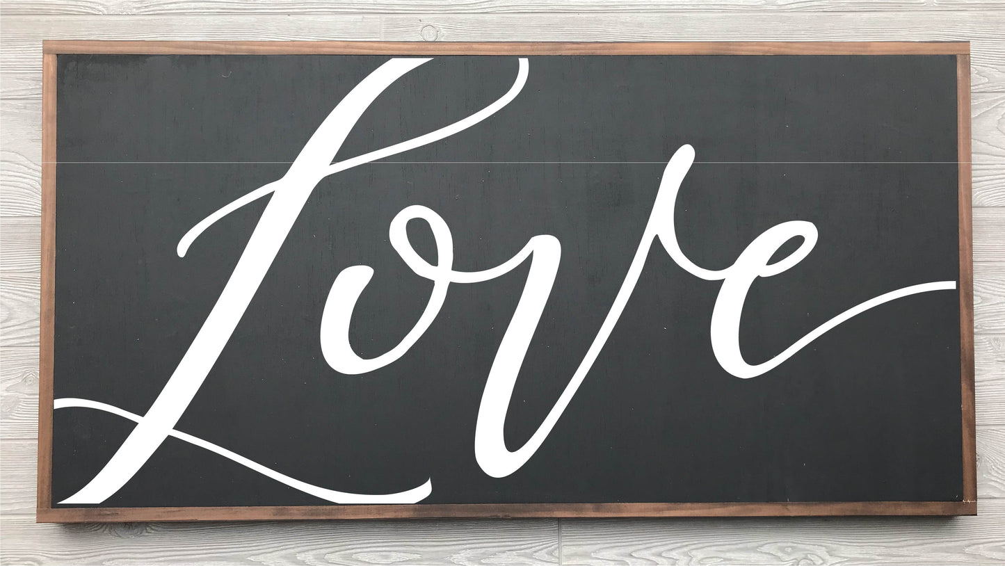 Love Framed Wood Sign {Black Sign}