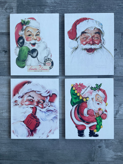 Santa 8x10 Set of 4 Wood Prints