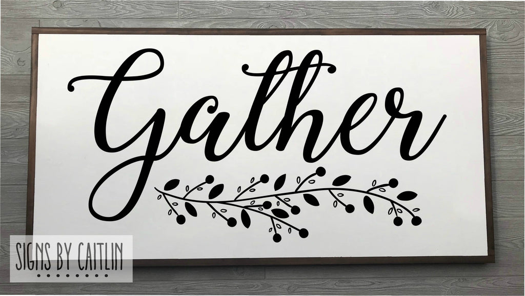 Gather Framed Wood Sign {White Sign}