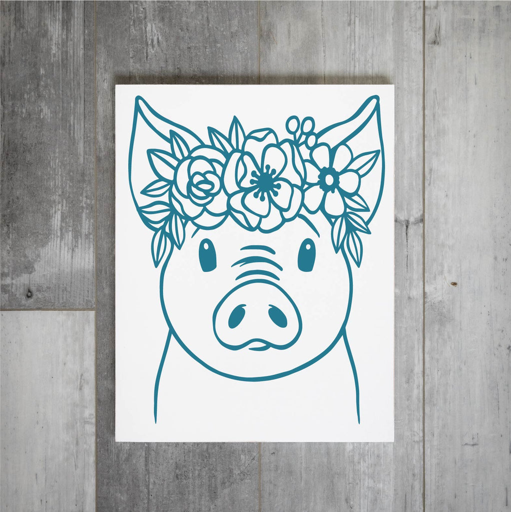 Pig with Floral Crown