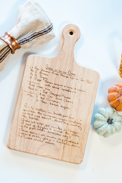 Recipe Sign on Cutting board