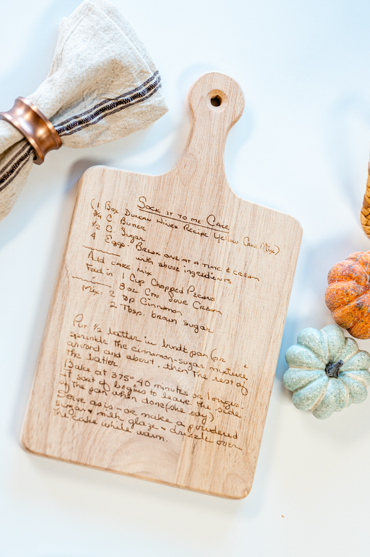 Recipe Sign on Cutting board