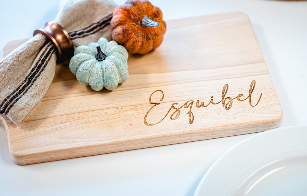 Personalized Cutting Board with Handle - Name on Handle